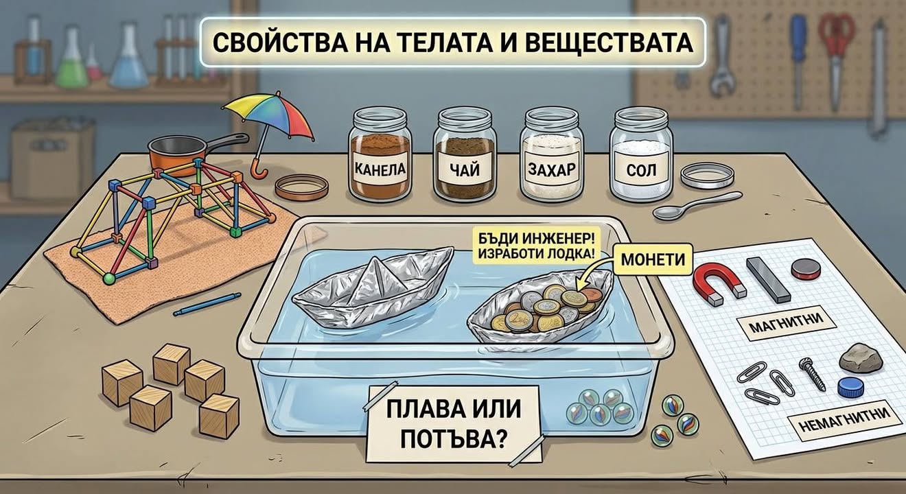 🧪👀 „Учим чрез откриване“ 🔍🧲
Учениците от 3. и 4. клас участваха в интересен и практически STEM урок по Човекът и природата на тема „Свойства на…